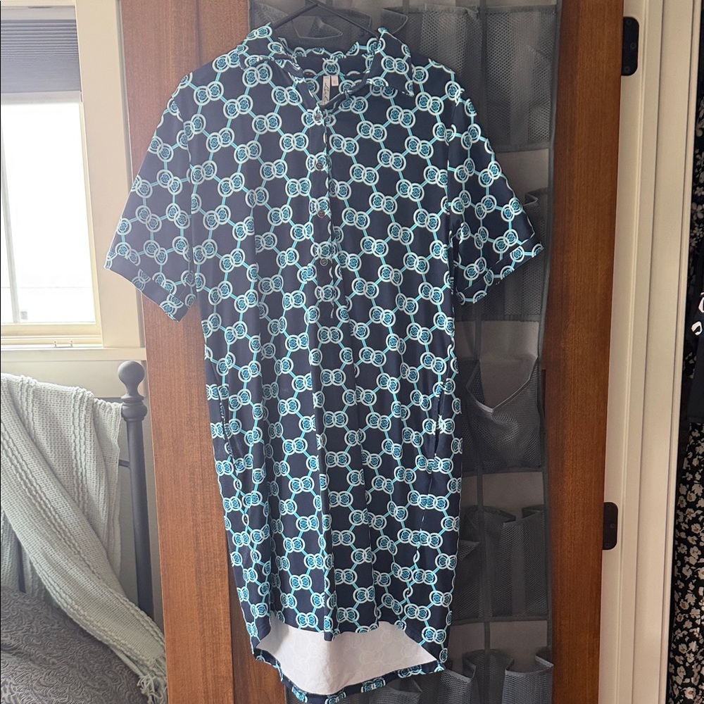 Lulu-B Navy and Aqua Asymmetrical Dress